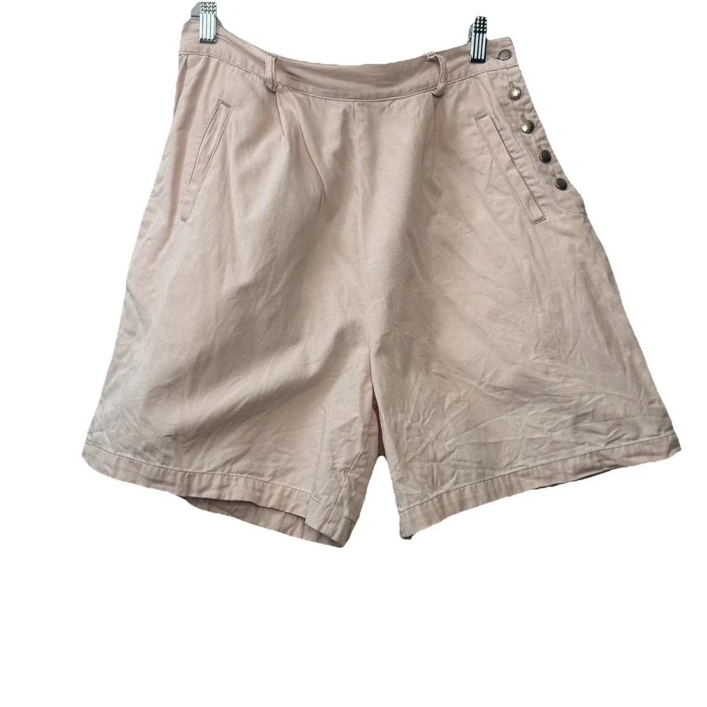 Vintage 90s Karen Scott‎ Pink High Waist Wide Leg Chino Shorts Women's 14